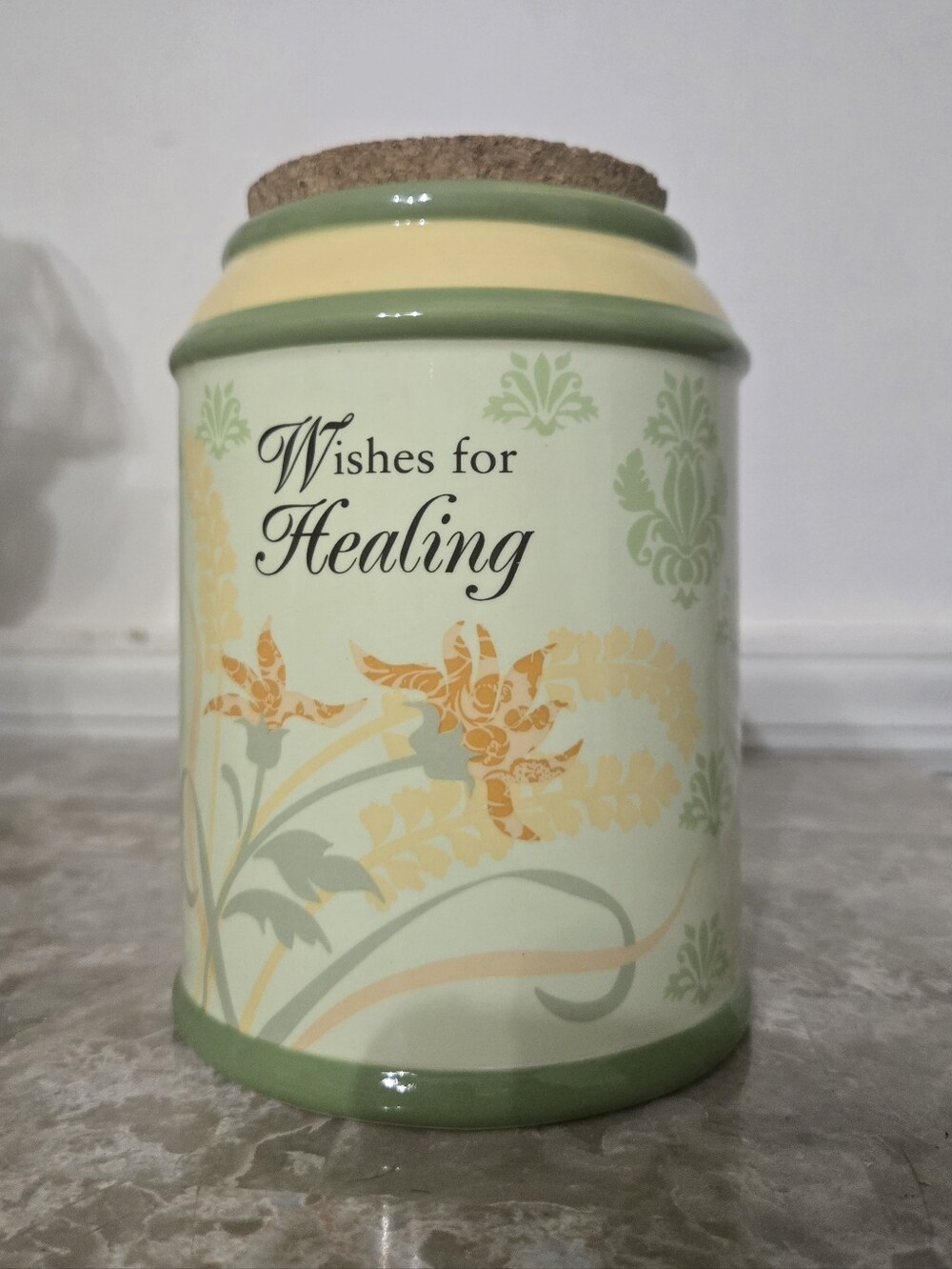 Wishes For Healing Ceramic Jar With Cork Lid